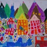 Величанская Александра, 7 лет, «Танцующий город», масляная пастель, тудия «Акварель» МБОУ ДОД ЦРТДЮ «Заря», г. Владикавказ, пед. Хубецова Э.А.